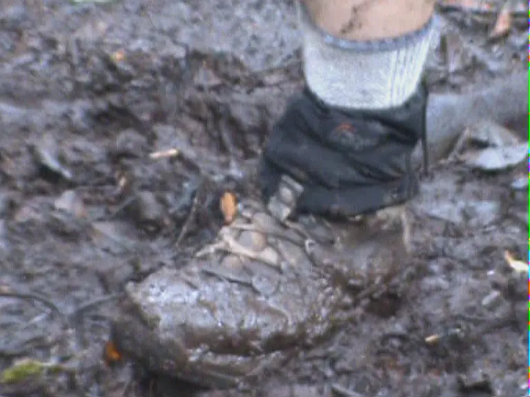 Muddy boot after the trek