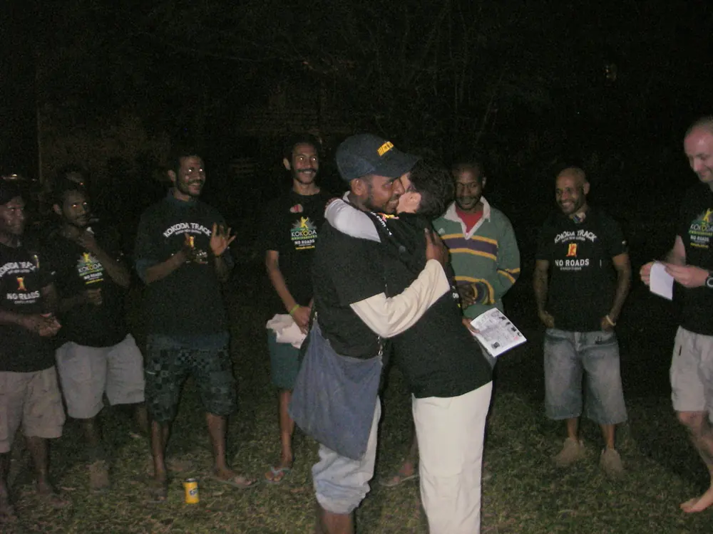 Trekkers thanking the local team