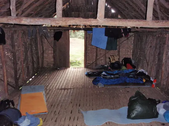 Sleeping space in a hut