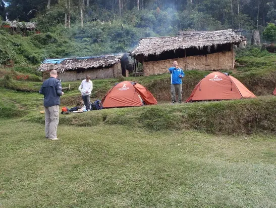 Tents beside a village