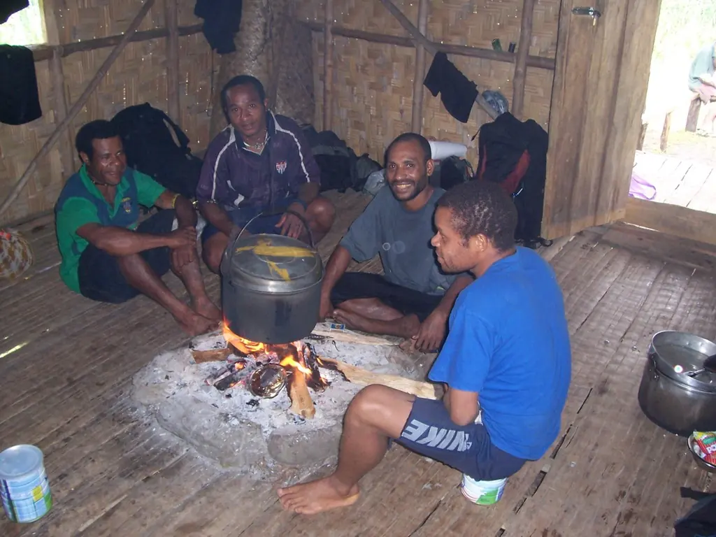 Guides around the cooking fire
